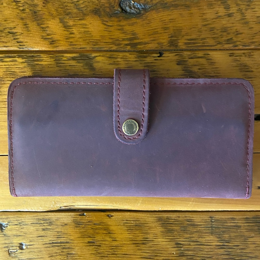Portland Leather Cognac Suede Bi-fold Wallet